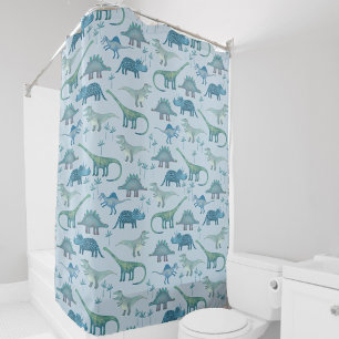 Rideaux De Douche Cute Motif de dinosaure bleu préhistorique