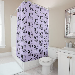 Rideaux De Douche Cute noir et blanc Kitty Chat Waving Bonjour
