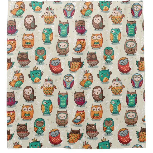 Rideaux De Douche Cute Owl Motif (Devant)