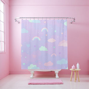Rideaux De Douche Cute Pastel Whimsical Motif Fun Girly Cloud
