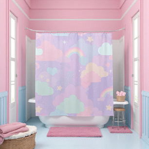 Rideaux De Douche Cute Pastel Whimsical Motif Fun Girly Cloud