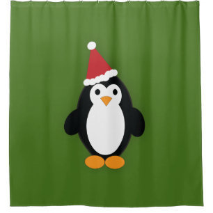 Rideaux De Douche Cute Père Noël Penguin