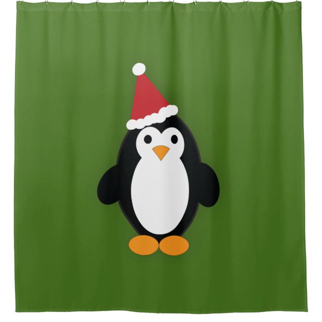 Rideaux De Douche Cute Père Noël Penguin (Devant)
