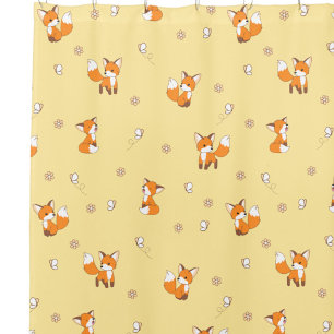 Rideaux De Douche Cute Petit Fox Jaune Motif
