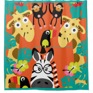 Rideaux De Douche Cute pouponnière jungle animaux décoration porte s