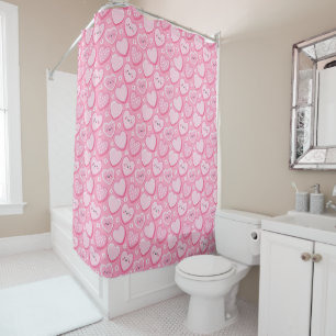 Rideaux De Douche Cute Rose Hearts Girl Salle de bain pour enfants