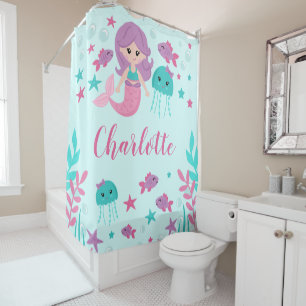 Rideaux De Douche Cute Sirène Enfants Personnalisés