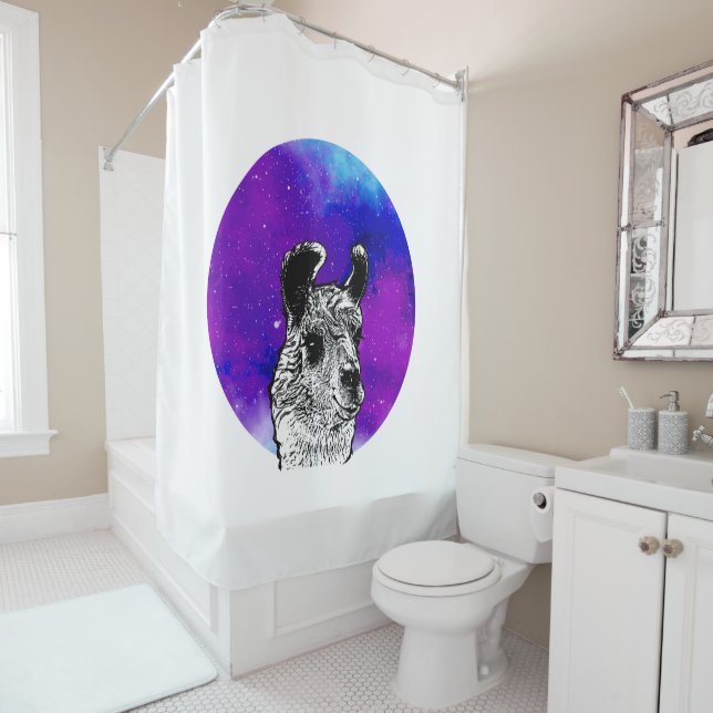 Rideaux De Douche Cute Space Llama (En situation)