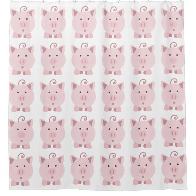 Rideaux De Douche Cute surpris motif de porc rose (Devant)