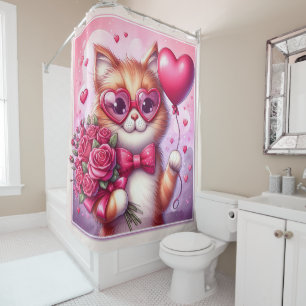 Rideaux De Douche Cute Valentine's day cat/chaton