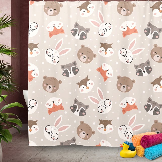 Rideaux De Douche Cute Woodland Animal Enfants Salle de bain Motif (Créateur téléchargé)