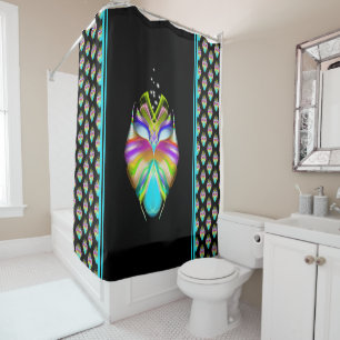 Rideaux De Douche Cyan coloré et hibou Oracle noir