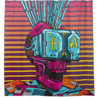 Cyber Skull Virtual Reality Cyberpunk disquette 