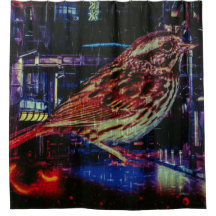 Cyberpunk Sparrow dans Neon Cityscape