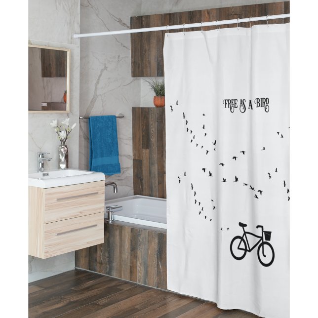 Rideaux De Douche Cycling Life, gratuit comme un oiseau personnalisa (Créateur téléchargé)