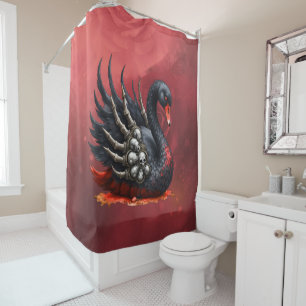 Rideaux De Douche Cygne noir d'os – Élégance gothique