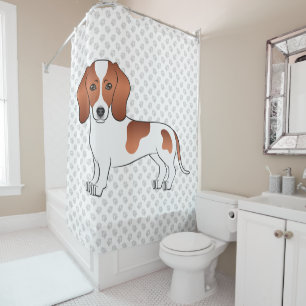 Rideaux De Douche Dachshund Cartoon Chien & Pattes Rouge Pied Lisse