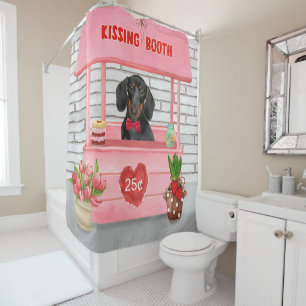 Rideaux De Douche Dachshund Chien Valentine's Day Kissing Booth