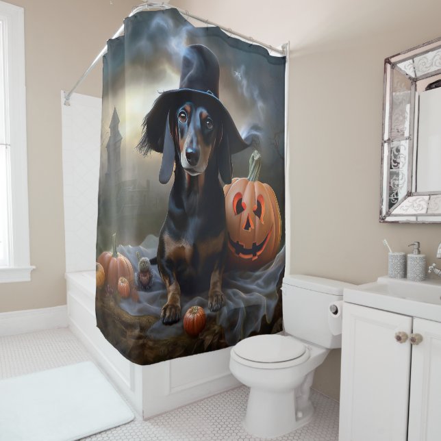 Rideaux De Douche Dachshund Halloween effroi (En situation)