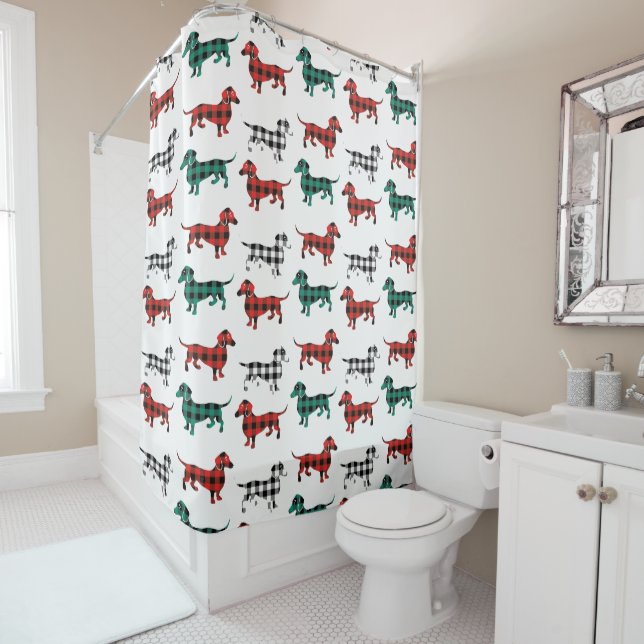 Rideaux De Douche Dachshund Plaid (En situation)