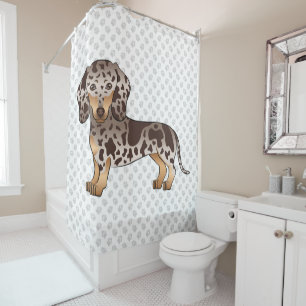 Rideaux De Douche Dachshund poils courts chocolat et panaché & patte