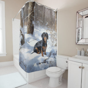 Rideaux De Douche Dachshund Qu'Il Neige Noël