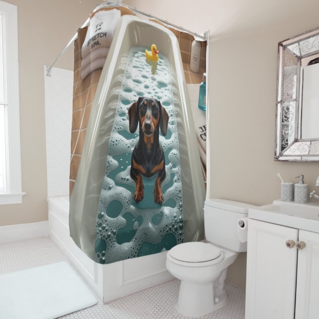 Rideaux De Douche Dachshund Sloppy Sleepy mignonne drôle (En situation)