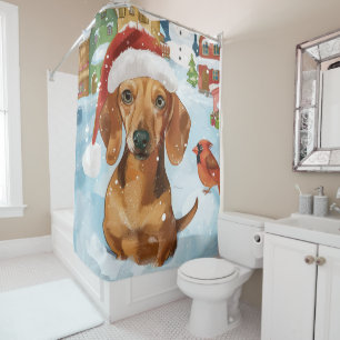 Rideaux De Douche Dachshund Winter Wonderland Christmas Joy