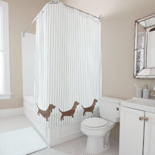 Rideaux De Douche Dachshunts Brown sur bandes beiges
