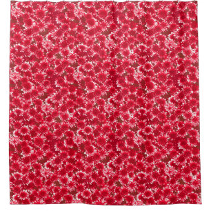 Rideaux De Douche Dahlia Motif moderne, rouge foncé et blanc