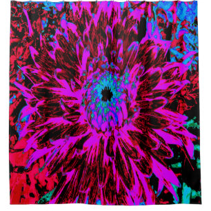 Rideaux De Douche Dahlia rouge, violet et noire