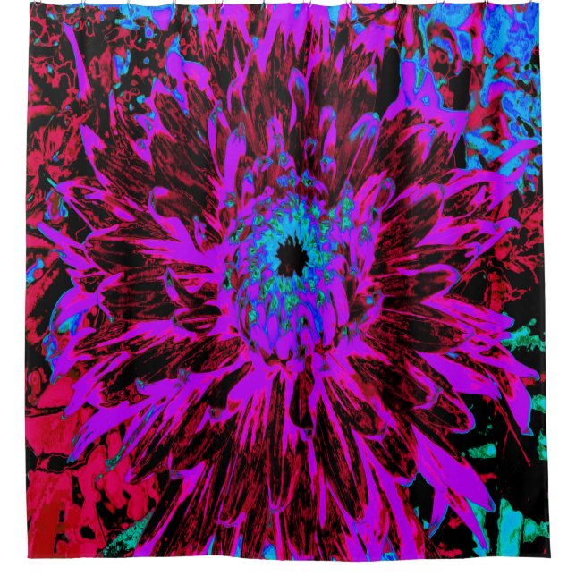 Rideaux De Douche Dahlia rouge, violet et noire (Devant)
