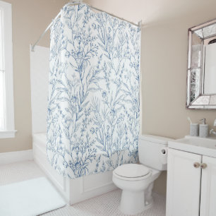 Rideaux De Douche Dainty Toile Bleu Floral Modèle
