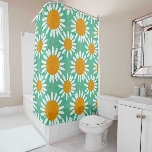Rideaux De Douche Daisy Motif Folk Art inspiré (En situation)