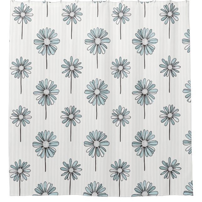 Rideaux De Douche Daisy Pastel Art Linéaire Rayure (Devant)