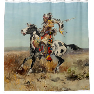 Rideaux De Douche "Dakota Chief" Art occidental de Charles M Russell