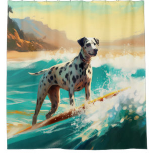 Rideaux De Douche Dalmation Plage Surf Peinture