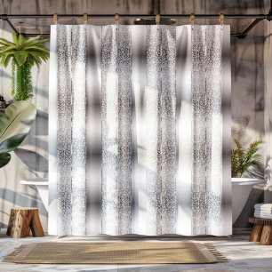 Rideaux De Douche Damas blanches et rayures argentées brillantes