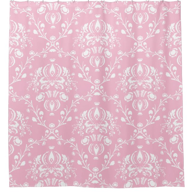 Rideaux De Douche Damas rose et blanc (Devant)