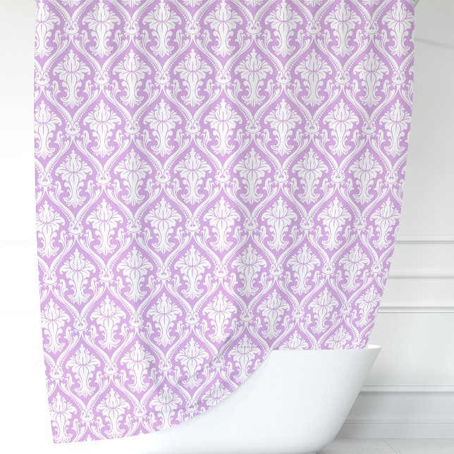 Rideaux De Douche Damas violet et blanc (Créateur téléchargé)