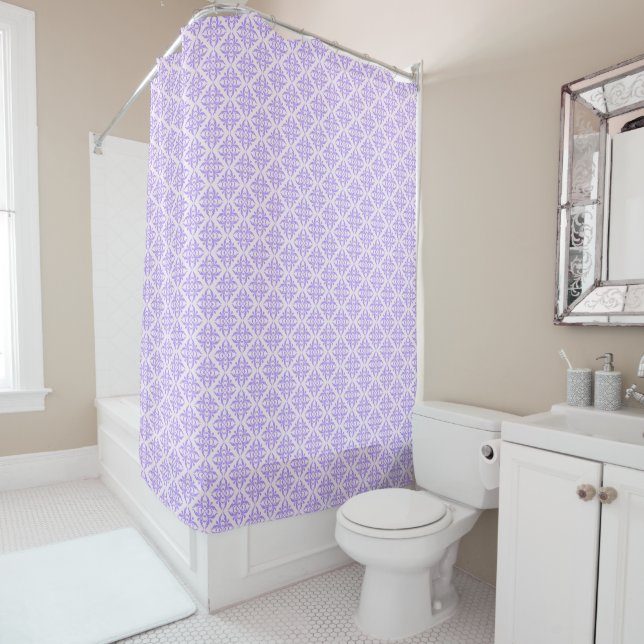Rideaux De Douche Damask Violet élégant victorien (En situation)
