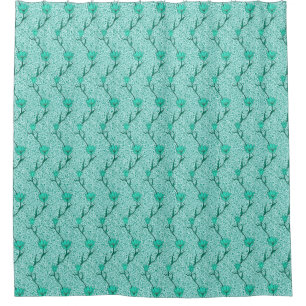 Rideaux De Douche Damassé de tulipe de Nouveau d'art, turquoise