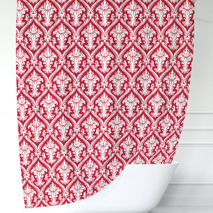 Rideaux De Douche Damassé rouge et blanc