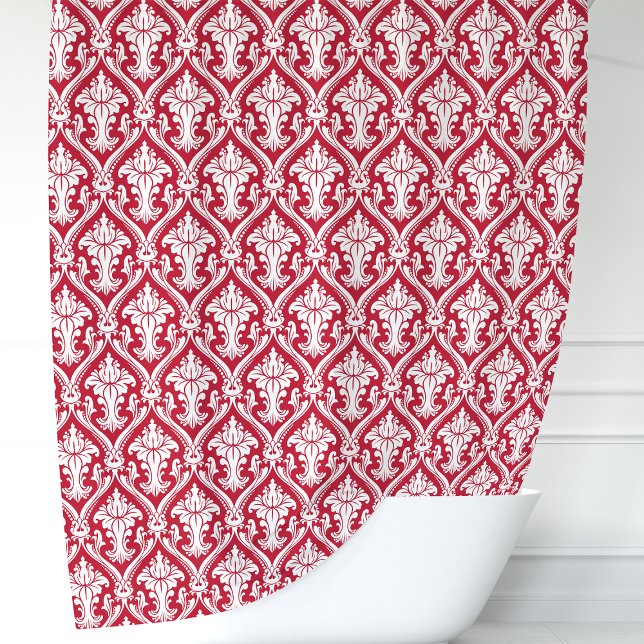 Rideaux De Douche Damassé rouge et blanc (Créateur téléchargé)