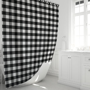 Rideaux De Douche Damier bœuf noir et blanc