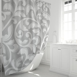 Rideaux De Douche Damier floral gris et vigne