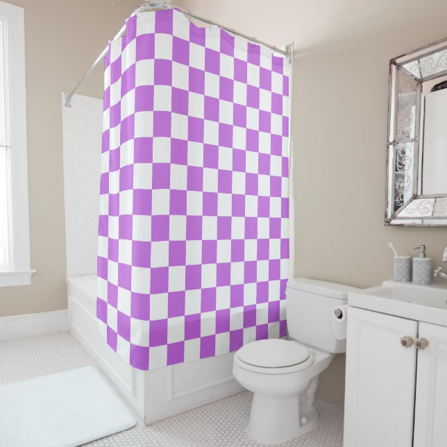 Rideaux De Douche Damier magenta visuel classique  (En situation)