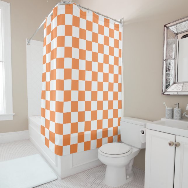 Rideaux De Douche Damier orange visuel classique (En situation)