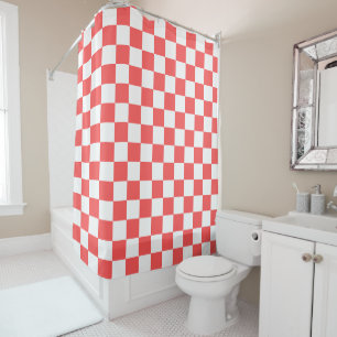 Rideaux De Douche Damier rouge corail classique