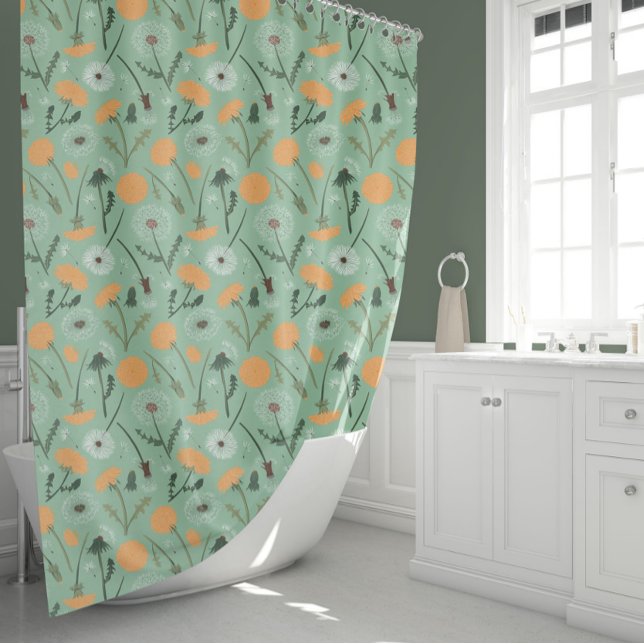 Rideaux De Douche Dandelion Fleurs Orange Floral Modèle (Dandelion Flowers Orange Floral Pattern Shower Curtain from Studio Posies.)